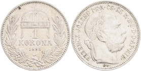 FRANCIS JOSEPH  I. 1848-1916 1 Corona KB 1895 KM#484, ÉH#1495 Ag.835 5,01g, 23/1,5mm   Kremnica
