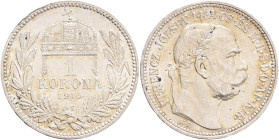 FRANCIS JOSEPH  I. 1848-1916 1 Corona 1915 KB, KM#492, ÉH#1495 Ag.835 5,01g, 23/1,5mm, Kremnica