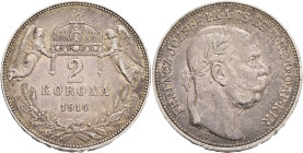 FRANCIS JOSEPH  I. 1848-1916 2 Corona 1914 KB, KM#493 Ag.835 10g 27/2mm, Kremnica R! patina