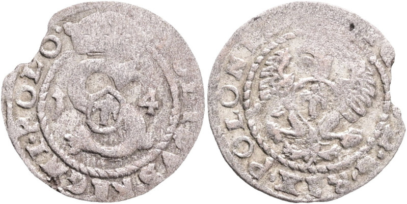 Solidus 1614 SIGISMUND III. Bromberg

VF

Kopicki#697 Ag. 0,67 g 16 mm mint ...