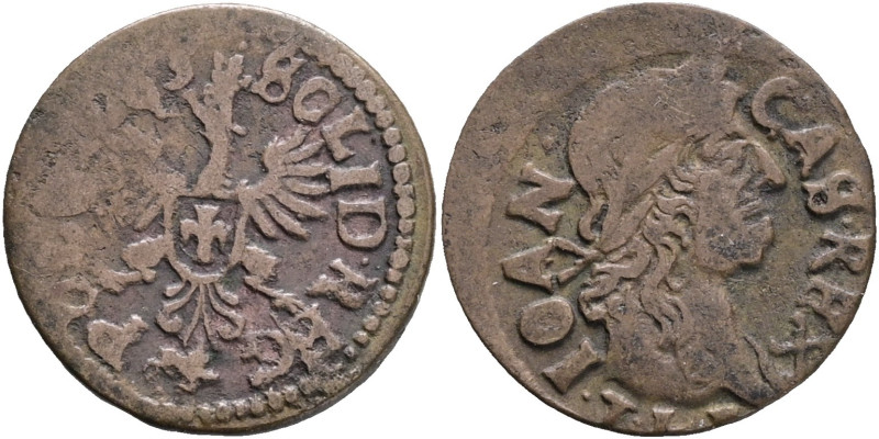 Solidus 1665 TLB JOHANN CASIMIR Ujazdow

VF/F

Kopicki#1553 Cooper 1,55 g 15...