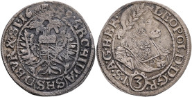Silesia 3 kreuzer 1669 LEOPOLD I. Breslau (BR)SHS
