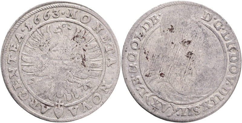 Silesia XV. Kreuzer 1663 LUDWIG IV. Liegnitz - Brieg

VF

KM#432, Ag. 5,50g,...