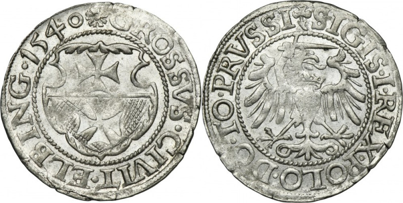 Sigismund I the Old, Groschen Elbing 1540 - PRVSSI Variety with ending of obvers...