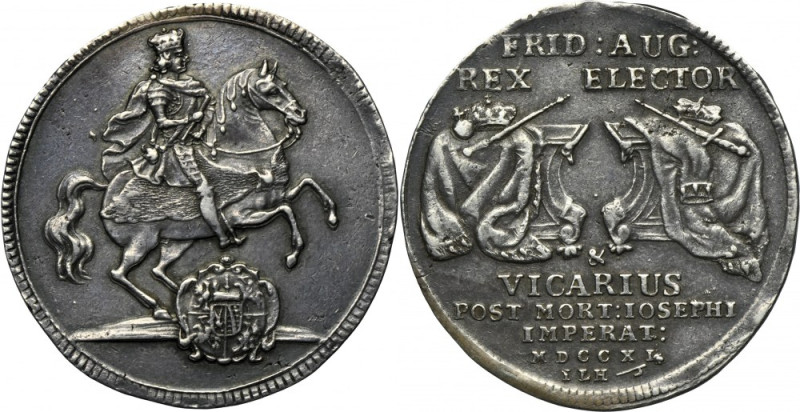 August II the Strong, 1/2 Vicariate Thaler Dresden 1711 ILH - VERY RARE Rare den...