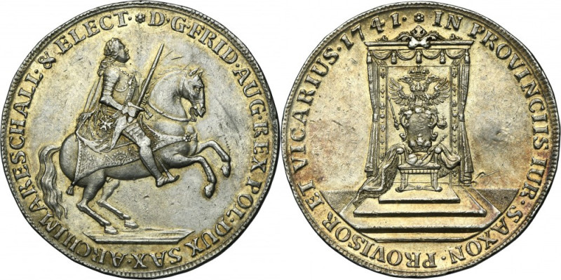 August III of Poland, Vicariate Thaler Dresden 1741 Characteristic vicar's half-...