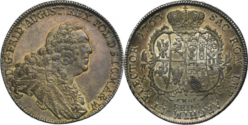 Augustus III of Poland, Thaler Dresden 1763 FWôF - PIĘKNY Variety without a sign...