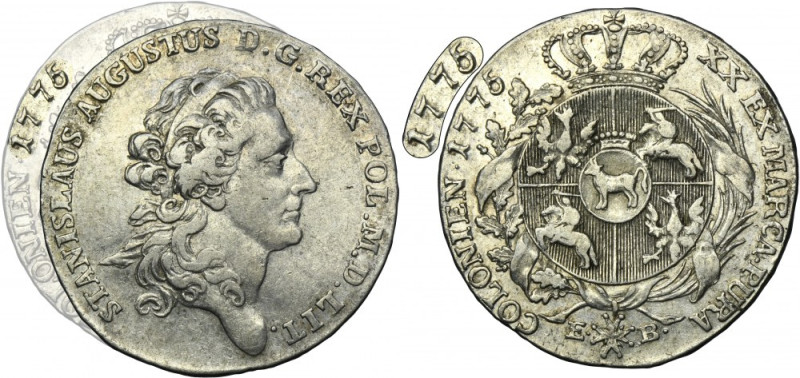 Poniatowski, 1/2 Thaler Warsaw 1775 EB - RARE Rare, first year half thalers of S...