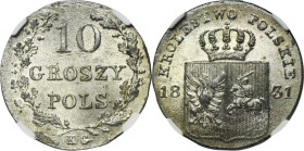 November Uprising, 10 groschen Warsaw 1831 KG - NGC MS64+ - bent eagle legs
