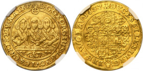 Silesia, Duchy of Liegnitz-Brieg-Wohlau, Georg III, Ludwig IV and Christian, 3 Ducat Brieg 1657 EW - NGC AU DETAILS - HYBRID, VERY RARE R8