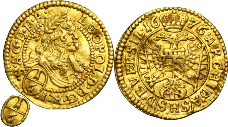 Silesia, Habsburg rule, Leopold I, 1/6 Ducat Breslau 1676 SHS - VERY RARE Very r...