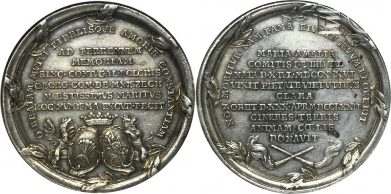 Poniatowski, Medal for death of Maria Amalia Mniszech 1772 Rare medal made to co...