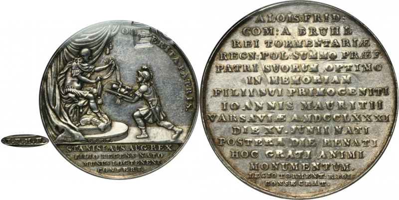 Poniatowski, Medal commemorating the birth of John Maurice Brühl 1781 Medal by J...