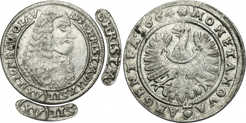 Silesia, Duchy of Liegnitz-Brieg-Wohlau, Christian, 15 Kreuzer Brieg 1664 - UNLI...