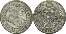 Silesia, Habsburg rule, Leopold I, 6 Kreuzer Breslau 1673 SHS