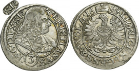 Silesia, Duchy of Liegnitz-Brieg-Wohlau, Christian, 3 Kreuzer Brieg 1669 CB - UNLISTED