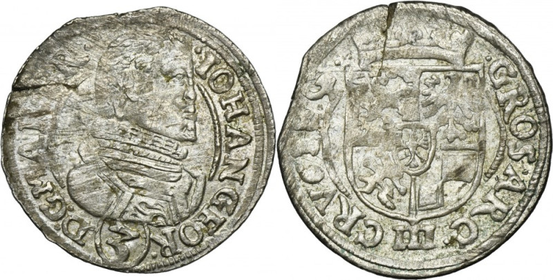Silesia, Duchy of Krnov, Johann Georg, 3 Kreuzer Krnov 1618 Veriety with abbrevi...