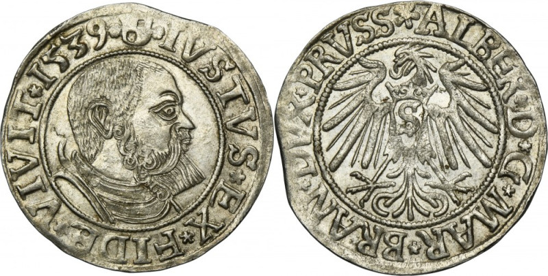 Duchy of Prussia, Albrecht Hohenzollern, Groschen Königsberg 1539 - PRVSS Variet...