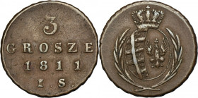 Duchy of Warsaw, 3 groschen Warsaw 1811 IS