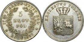 November Uprising, 5 zloty Warsaw 1831 KG