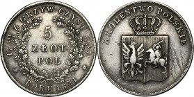 November Uprising, 5 zloty Warsaw 1831 KG