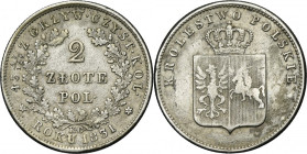 November Uprising, 2 zlote Warsaw 1831 KG