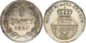 Free City of Krakau, 1 zloty 1835 - NGC AU55