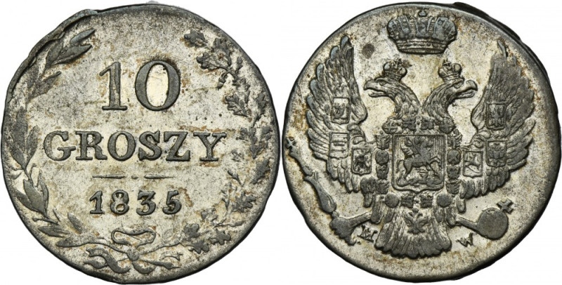 Polish Kingdom, 10 groschen Warsaw 1835 MW Variety with normal size digit 5 in t...
