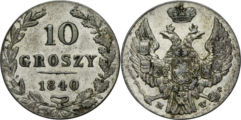 Polish Kingdom, 10 groschen Warsaw 1840 MW Variety without dot after denominatio...