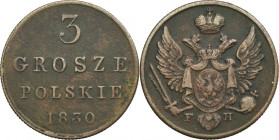 Kingdom of Poland, 3 Polish groschen Warsaw 1830 FH