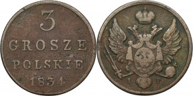 Kingdom of Poland, 3 Polish groschen Warsaw 1834 IP