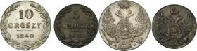 Set, Kingdom of Poland, 5 Groschen and 10 Groschen 1840 (2 pcs.)