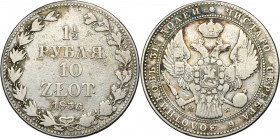 1 1/2 rubel = 10 zloty Warsaw 1836 MW