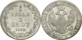 3/4 rubl = 5 zloty Warsaw 1839 MW