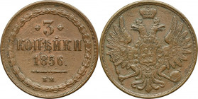 3 Kopeck Warsaw 1856 BM - RARE