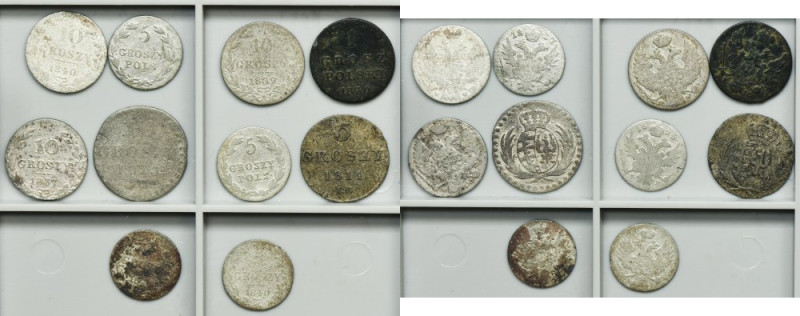 Lot, Duchy of Warsaw and Kingdom of Poland, 1 groschen, 5 groschen and 10 grosch...
