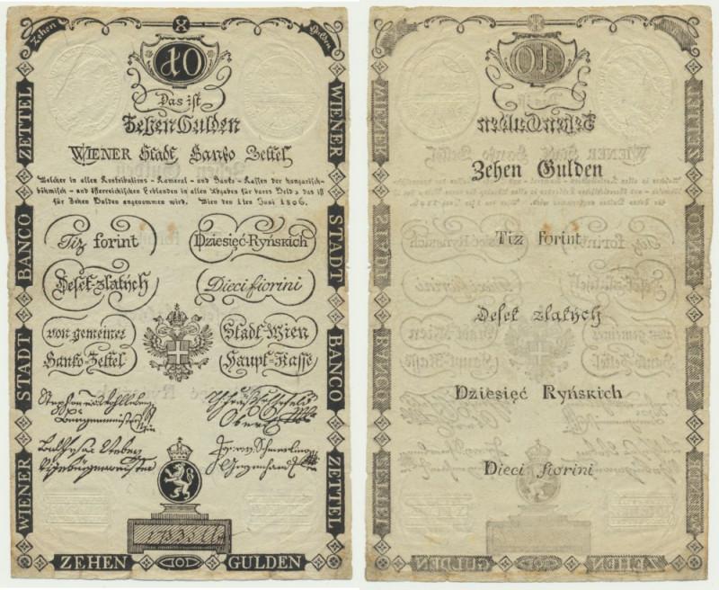 Austria, 10 Gulden 1806 Very fine piece. Good eye appeal.
 Znakomicie zachowany...