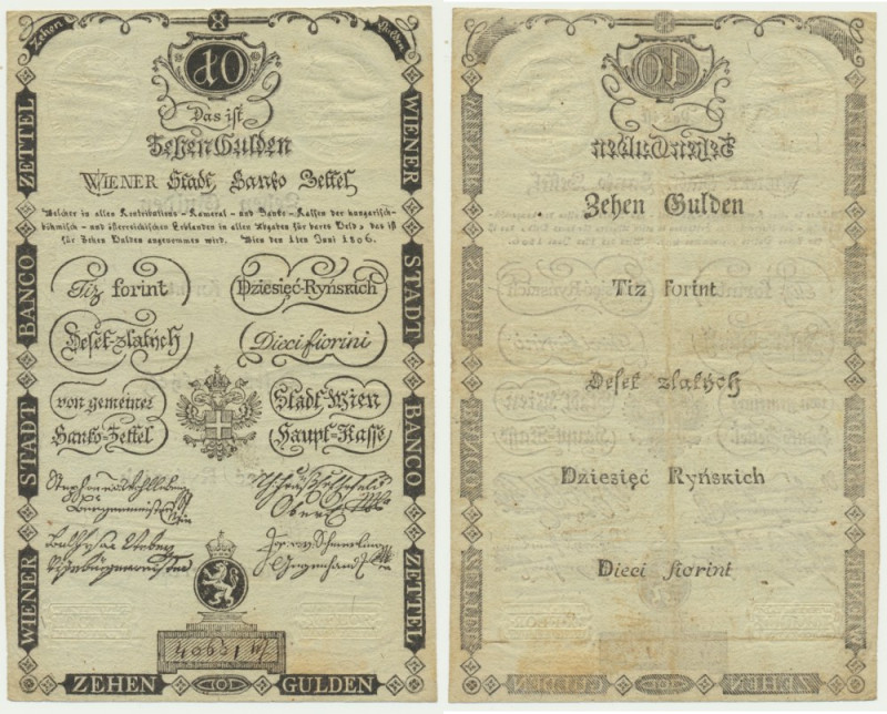 Austria, 10 Gulden 1806 Never washed or pressed. Egzemplarz naturalny. Reference...