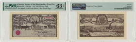 Danzig, 500 million Mark 1923 - gray purple print - PMG 63 EPQ