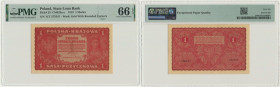1 marka 1919 - I Serja CT - PMG 66 EPQ 2-ga nota