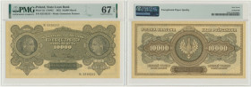 10.000 marek 1922 - K - PMG 67 EPQ - ZNAKOMITA NOTA 2-ga nota
