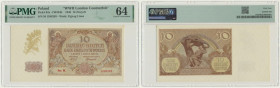 10 złotych 1940 - M. - PMG 64 - rzadsza seria