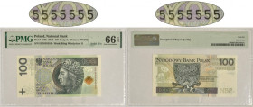 100 złotych 2018 - EF 5555555 - PMG 66 EPQ - SOLID