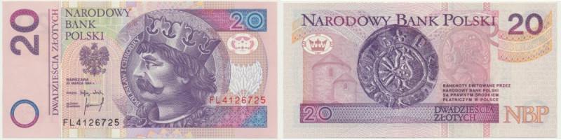 20 złotych 1994 - FL - Emisyjny stan zachowania.&nbsp; Reference: Miłczak 197b
...