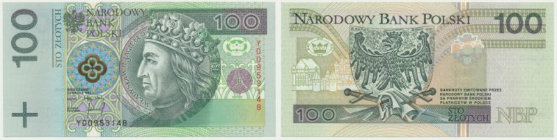 100 złotych 1994 - YD - seria zastępcza - Seria zastępcza.&nbsp; Emisyjny stan z...