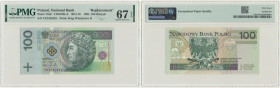 100 złotych 1994 - YF - PMG 67 EPQ - seria zastępcza 2-ga nota