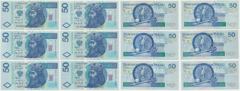 Zestaw, 50 złotych 1994 (6 szt.) Serie: HA, FF, GR, GU, GH, EH. Egzemplarze natu...