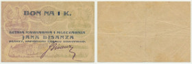Kraków, Jan Bisanz, Letnia Kawiarnia i Mleczarnia, 1 korona 1919 - blankiet