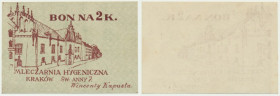 Kraków, Mleczarnia Hygieniczna, 2 korony 1919 - blankiet