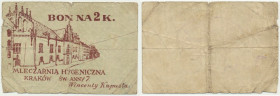 Kraków, Mleczarnia Hygieniczna, 2 korony 1919, egzemplarz z obiegu